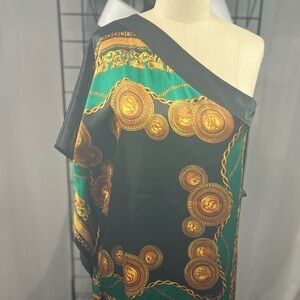 Vintage Forever Twenty One , One Shoulder Designer Inspired  Print Top Faux silk